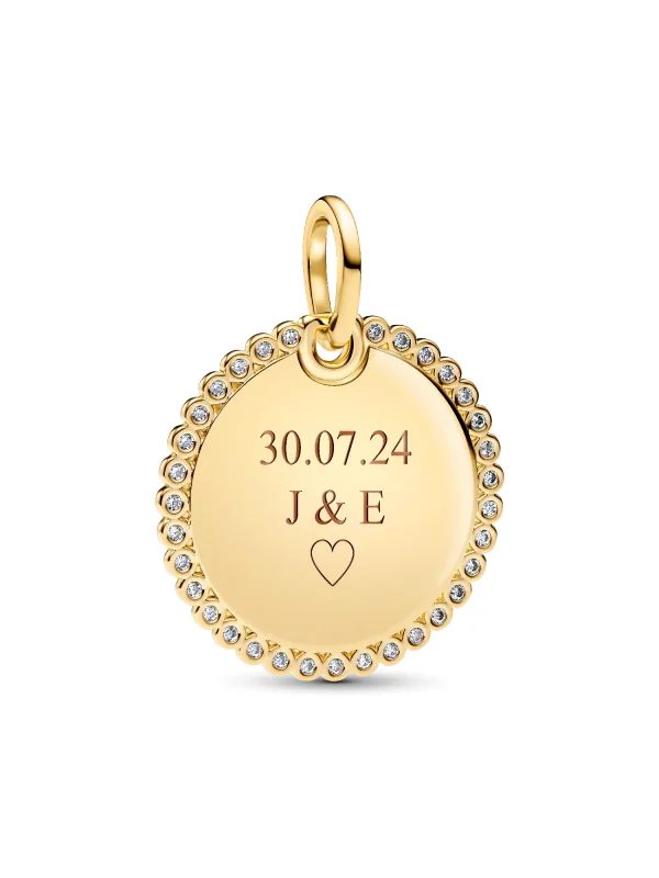 (image for) PANDORA Engravable Pendant 364007C01 | 14k Gold-Plated - View 3