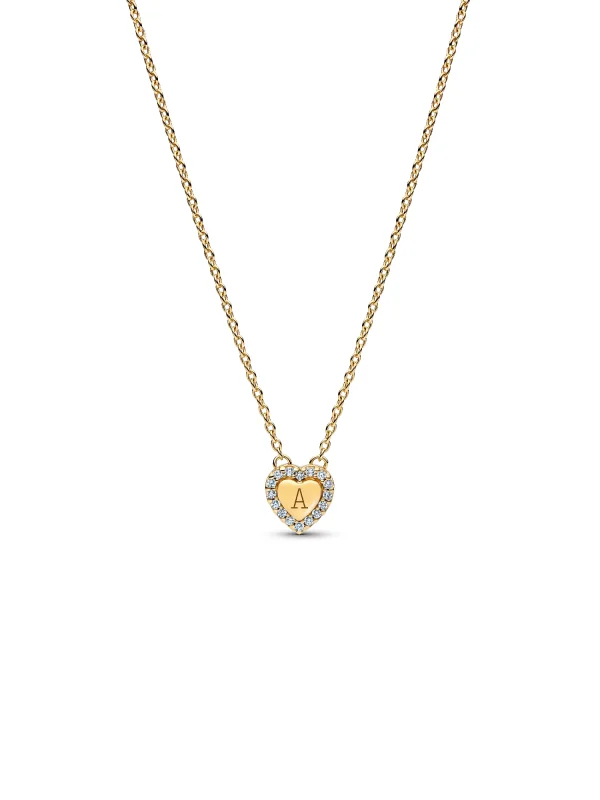 (image for) Engravable Necklace PANDORA 364364C01 Heart Halo Collier - View 3