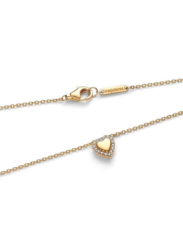 (image for) Engravable Necklace PANDORA 364364C01 Heart Halo Collier - View 5