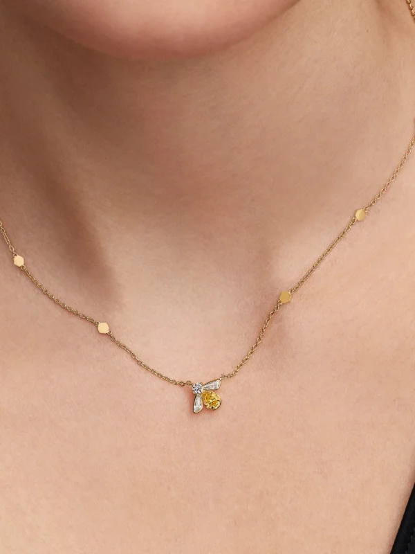 (image for) PANDORA Bee Necklace 364560C01 | 14k Gold-Plated Charm - View 2