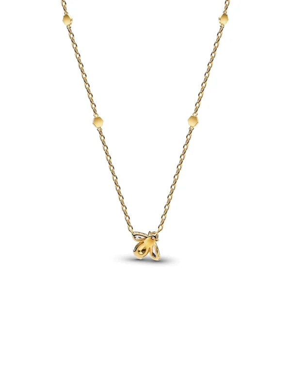 (image for) PANDORA Bee Necklace 364560C01 | 14k Gold-Plated Charm - View 4