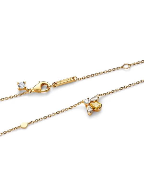 (image for) PANDORA Bee Necklace 364560C01 | 14k Gold-Plated Charm - View 6