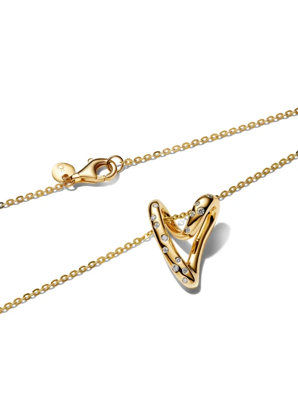 (image for) Pandora Organically Shaped Stone-Set Heart Pendant Necklace - 364669C01 - View 3