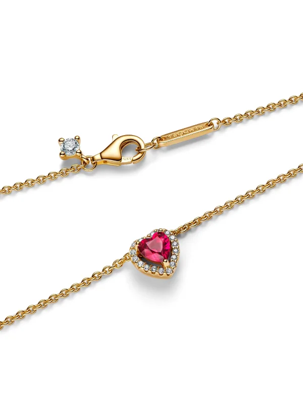 (image for) PANDORA Elevated Heart Necklace 368425C02 | 14k Gold-Plated - View 4