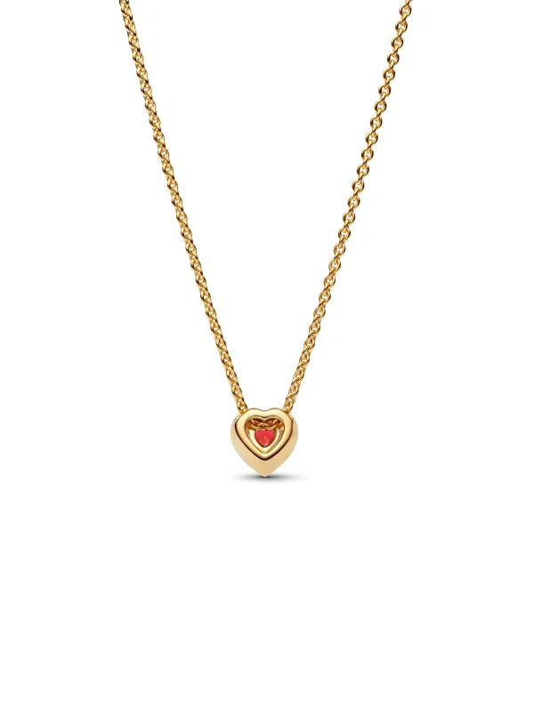(image for) PANDORA Elevated Heart Necklace 368425C02 | 14k Gold-Plated - View 5