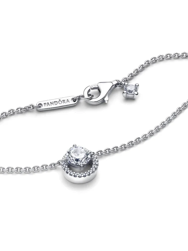 (image for) Pandora Sparkling Round Halo Pendant Collier Necklace - 391174C01 - View 5