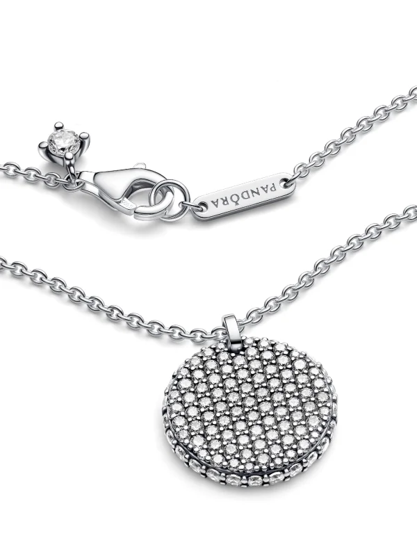 (image for) PANDORA Necklace Round 392632C01 Sterling Silver Pavé… - View 5
