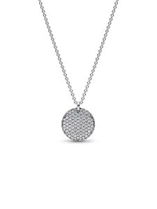 (image for) PANDORA Necklace Round 392632C01 Sterling Silver Pavé…