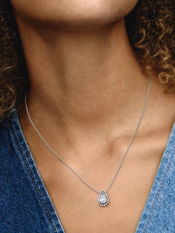 (image for) Pandora Sparkling Pear Halo Collier Necklace - 392832C01 - View 2