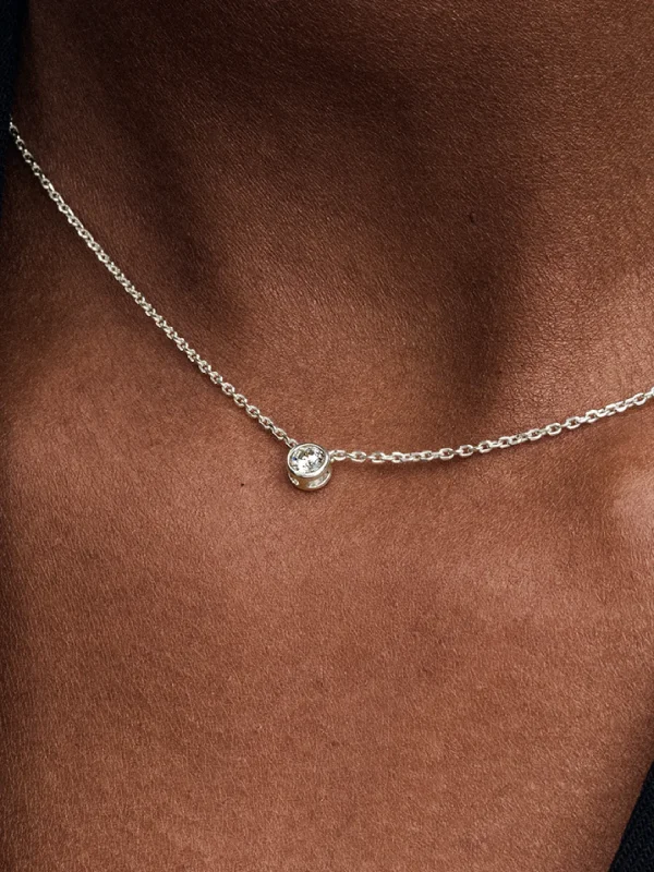 (image for) Pandora Era Bezel Sterling Silver Lab-grown Diamond Pendant Necklace - 392885C01 - View 2