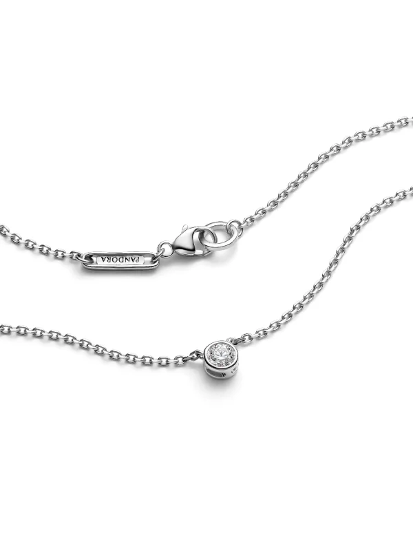 (image for) Pandora Era Bezel Sterling Silver Lab-grown Diamond Pendant Necklace - 392885C01 - View 5