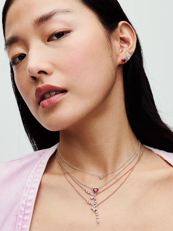 (image for) Pandora Triple Stone Heart Collier Necklace - 393014C01 - View 5