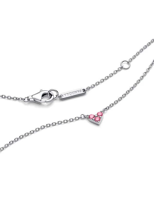 (image for) Pandora Triple Stone Pink Heart Collier Necklace - 393014C02 - View 4