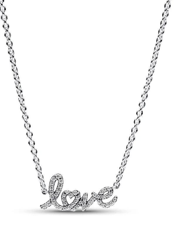(image for) PANDORA Handwritten Necklace 393076C01 | Sparkling Love… - View 2