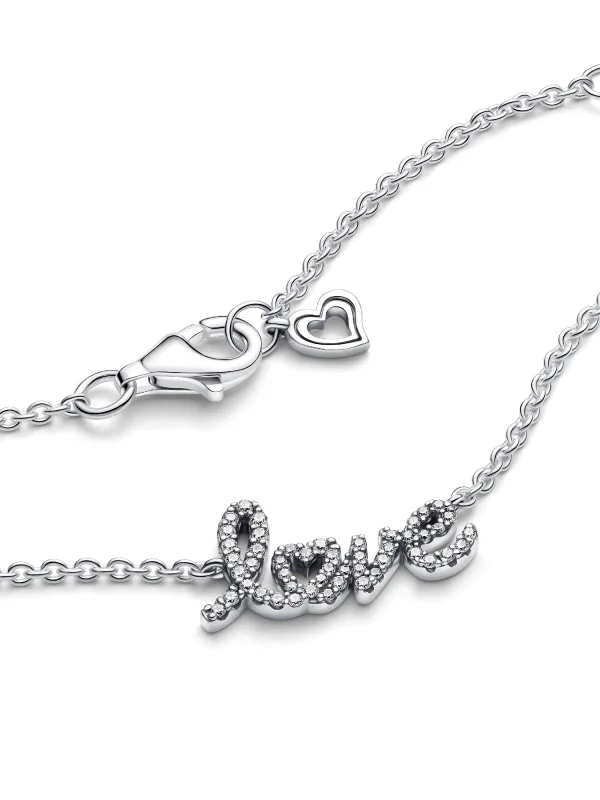 (image for) PANDORA Handwritten Necklace 393076C01 | Sparkling Love… - View 5