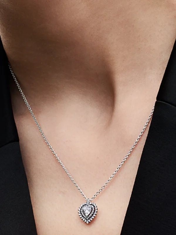 (image for) Pandora Sparkling Heart Halo Pendant Necklace - 393099C01 - View 2
