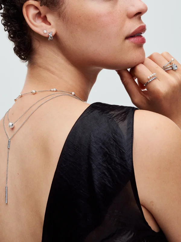 (image for) PANDORA Freshwater Pearl Necklace 393175C01 Sterling Silver - View 4