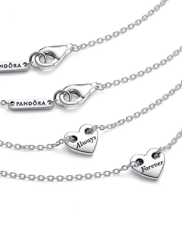 (image for) Pandora Forever & Always Splittable Heart Collier Necklaces - 393207C00 - View 4
