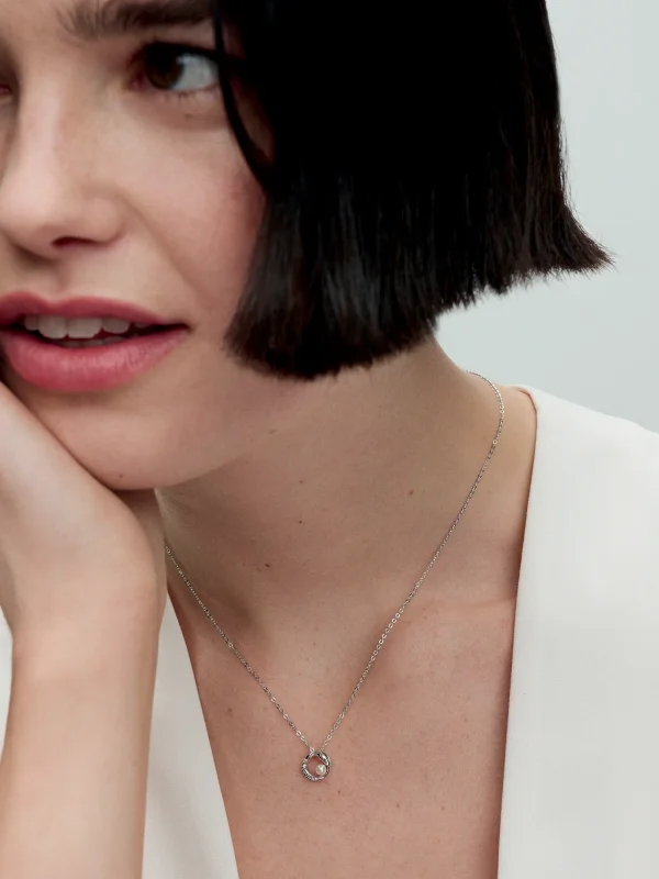 (image for) Pandora Organically Shaped Pavé Circle & Treated Freshwater Cultured Pearl Colli - View 3