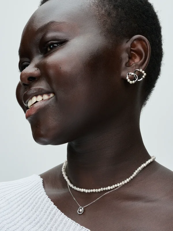 (image for) Pandora Organically Shaped Pavé Circle & Treated Freshwater Cultured Pearl Colli - View 5