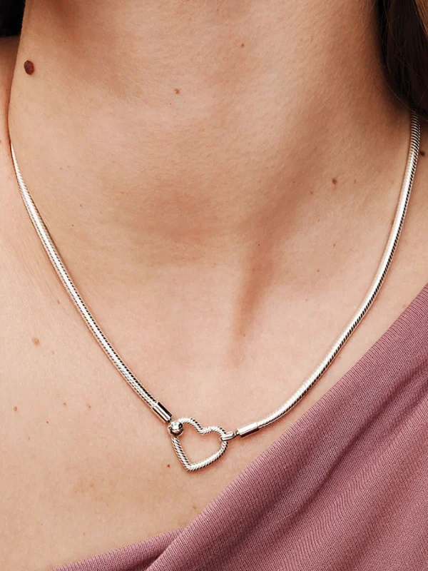 (image for) PANDORA Heart Closure Snake Chain Necklace 393377C00… - View 2