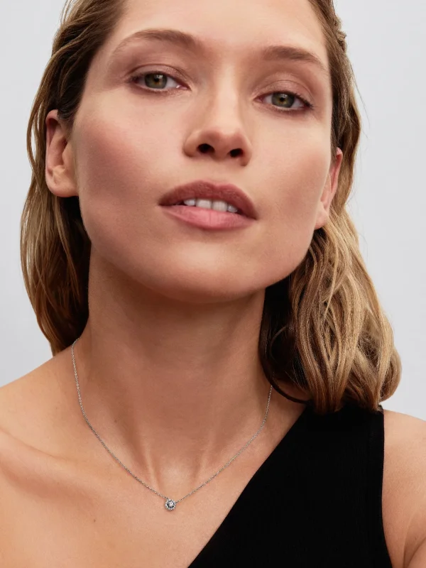 (image for) PANDORA Elegance Necklace 393548C01 | Pavé Halo Collier - View 3