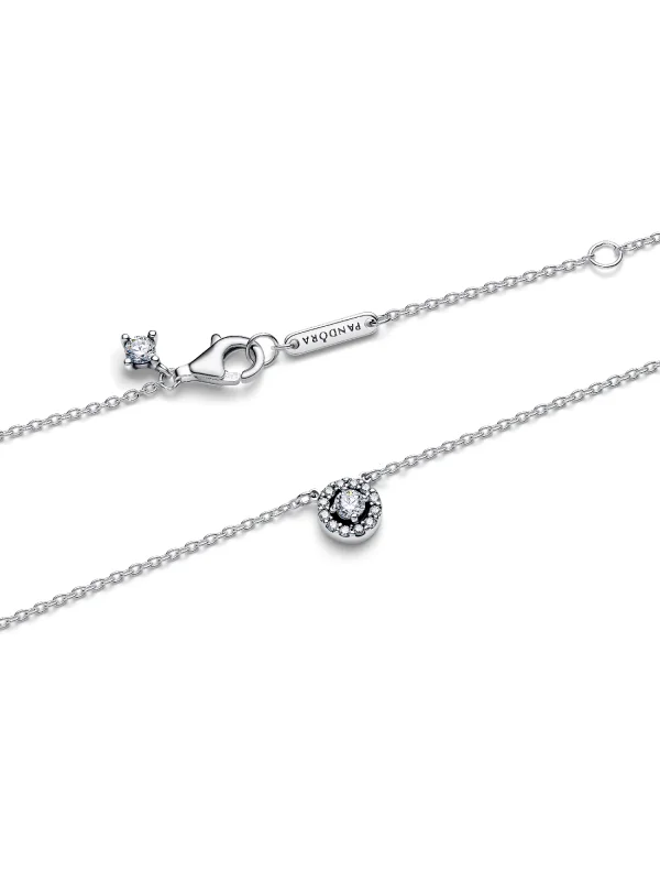 (image for) PANDORA Elegance Necklace 393548C01 | Pavé Halo Collier - View 5