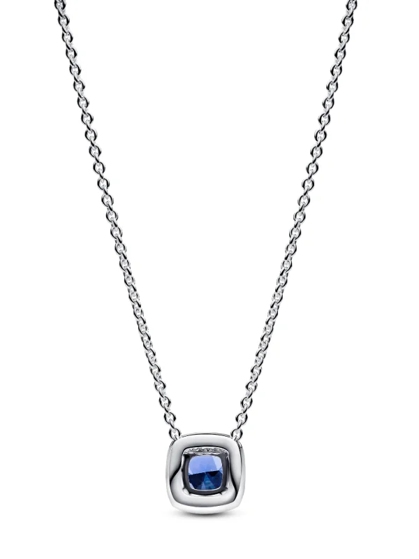 (image for) Pandora Sparkling Square Blue Halo Pendant Necklace - 393560C01 - View 3