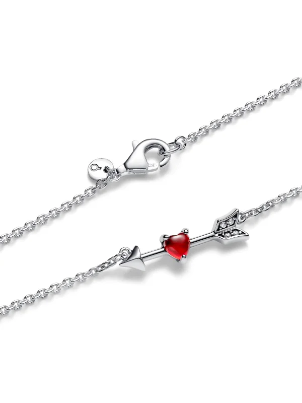 (image for) Pandora Arrow & Murano Glass Heart Necklace - 393669C01 - View 5