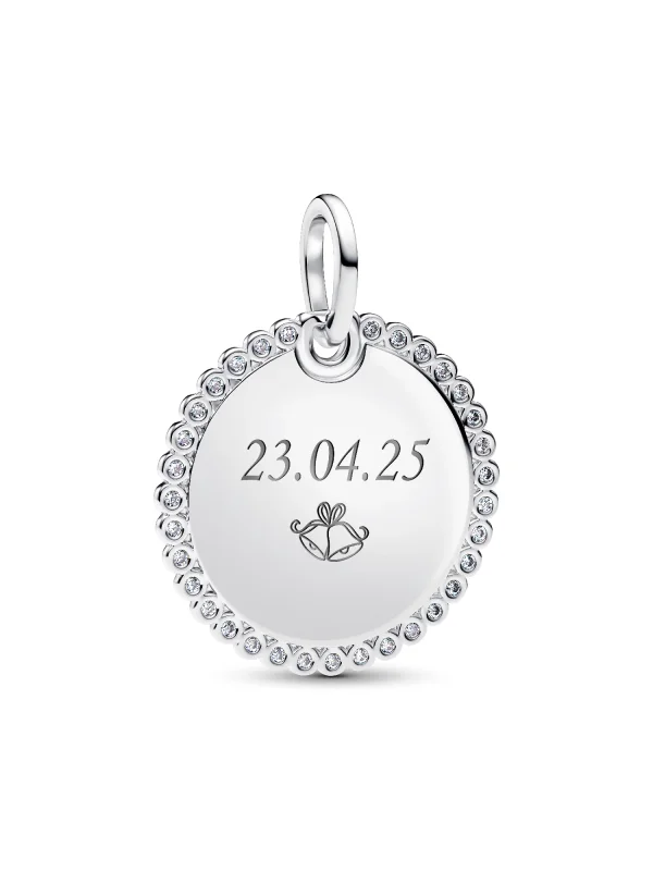 (image for) Pandora Engravable Round Tag Pendant - 394007C01 - View 3