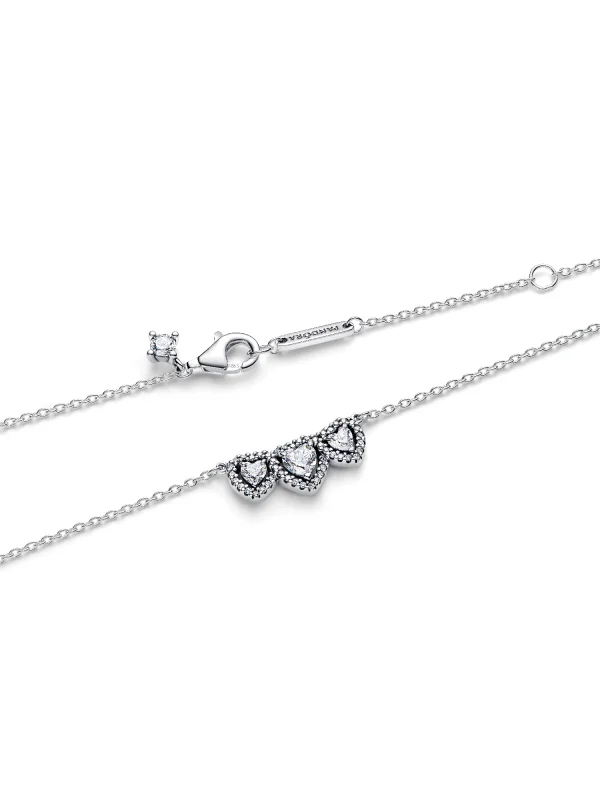 (image for) Pandora Halo Heart Trilogy Collier Necklace - 394412C01 - View 4