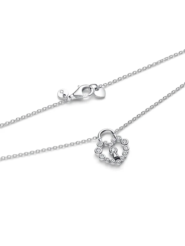 (image for) Pandora Sparkling Heart Padlock Pendant Necklace - 394416C01 - View 6