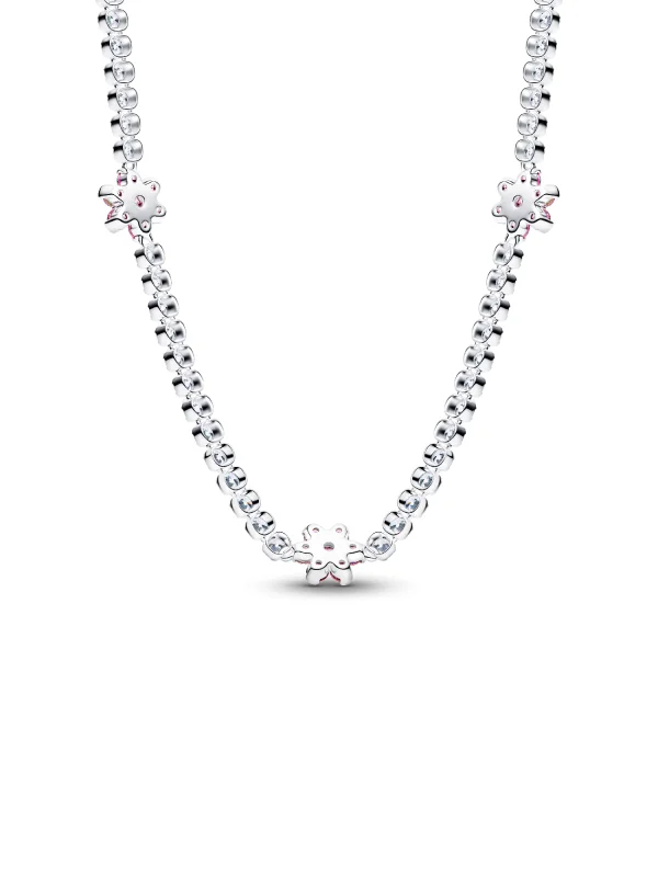 (image for) PANDORA Tennis Necklace 394561C01 Pink Flower Sterling… - View 5