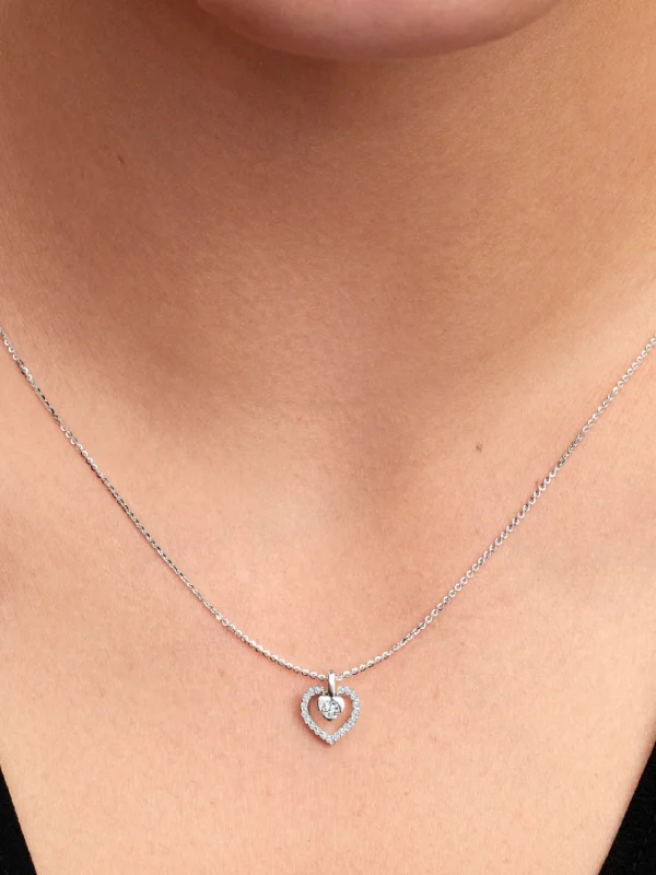 (image for) Pandora Talisman Sterling Silver Lab-Grown Diamond Heart Pendant Necklace - 3945 - View 2