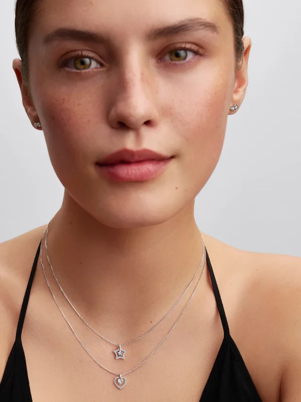 (image for) Pandora Talisman Sterling Silver Lab-Grown Diamond Heart Pendant Necklace - 3945 - View 4