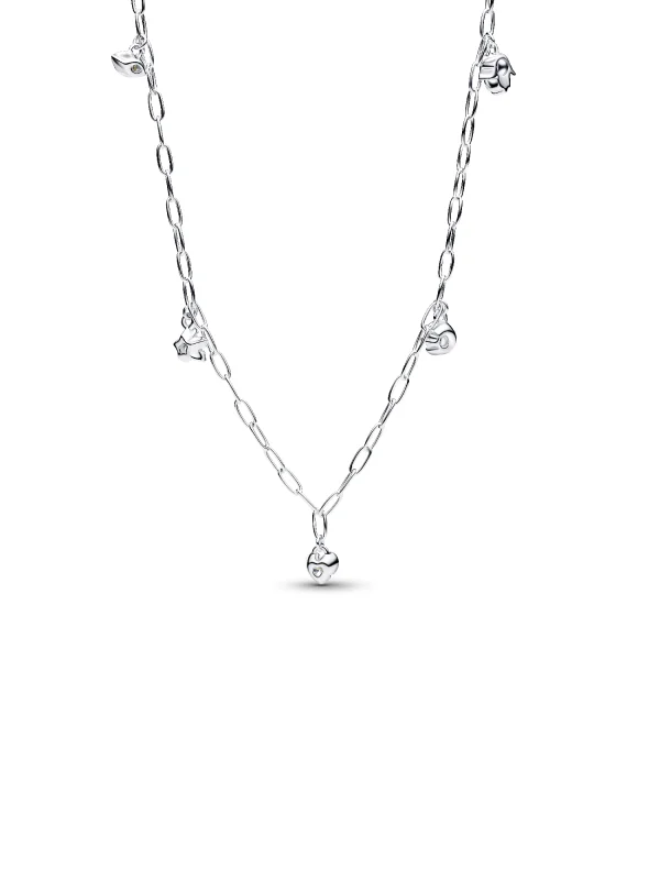(image for) Pandora Talisman Sterling Silver Lab-Grown Diamond Dangle Symbols Paperclip Chai - View 5
