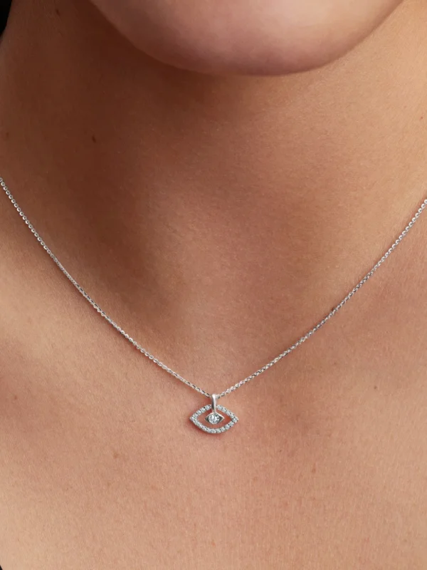 (image for) Pandora Talisman Sterling Silver Lab-Grown Diamond Evil Eye Pendant Necklace - 3 - View 2