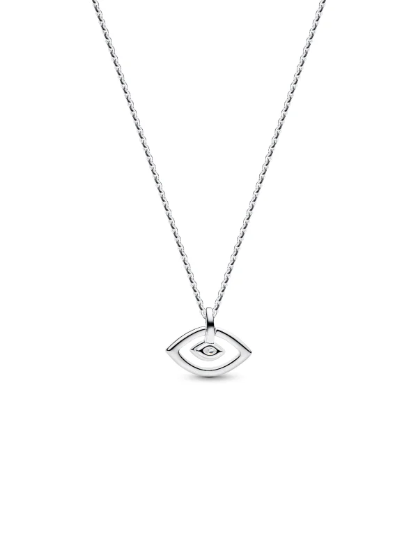 (image for) Pandora Talisman Sterling Silver Lab-Grown Diamond Evil Eye Pendant Necklace - 3 - View 3