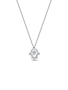 (image for) Pandora Talisman Sterling Silver Lab-Grown Diamond Hamsa Hand Pendant Necklace - 394592C01