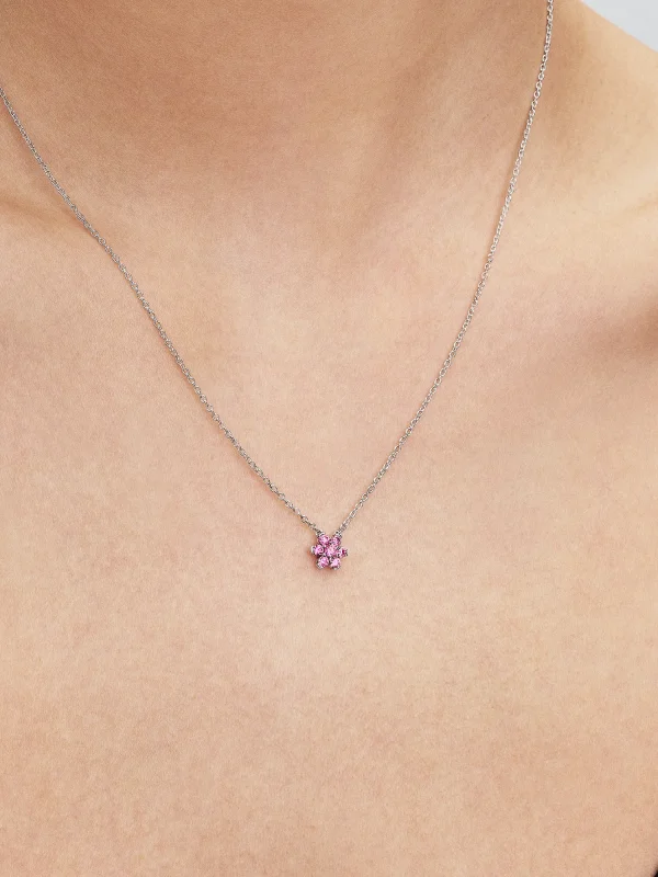(image for) Pandora Sparkling Pink Flower Pendant Necklace - 395116C01 - View 2