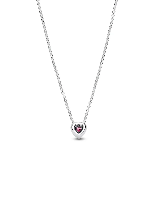 (image for) PANDORA Elevated Heart Necklace PANDORA 398425C02 Sterling… - View 4