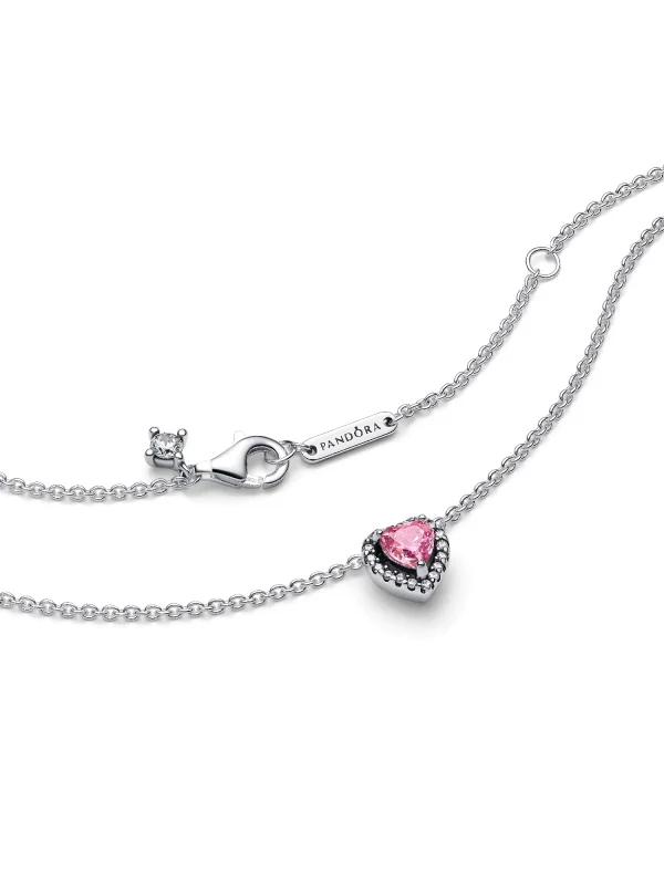 (image for) PANDORA Elevated Heart Necklace PANDORA 398425C02 Sterling… - View 6
