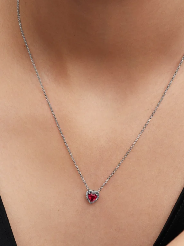 (image for) PANDORA Red Necklace 398425C04 | Heart Collier Sterling… - View 2