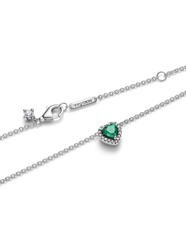 (image for) Pandora Elevated Green Heart Necklace - 398425C05 - View 5