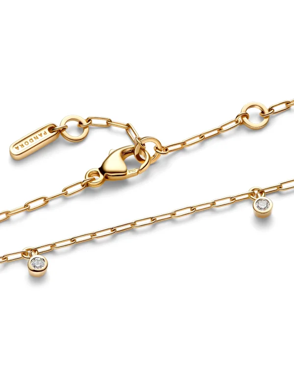(image for) Pandora Era Bezel Lab-Grown Diamond Dangle Paperclip Chain Bracelet - 553737C01 - View 4