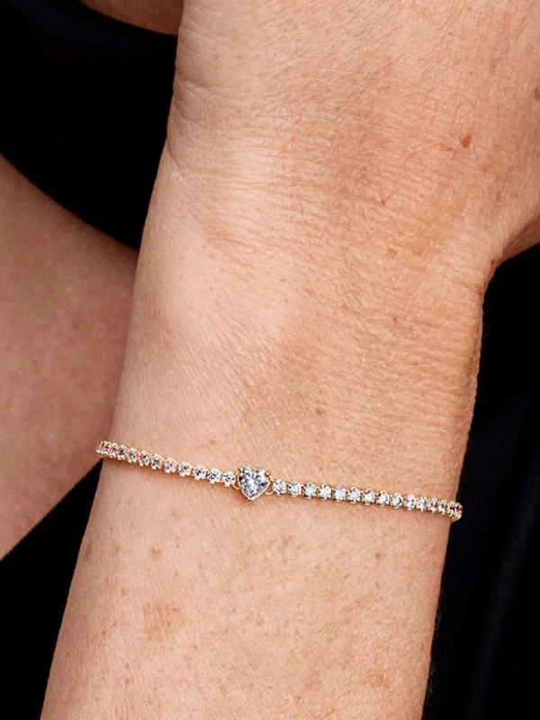 (image for) PANDORA Heart Sterling Silver Tennis Bracelet PANDORA… - View 2