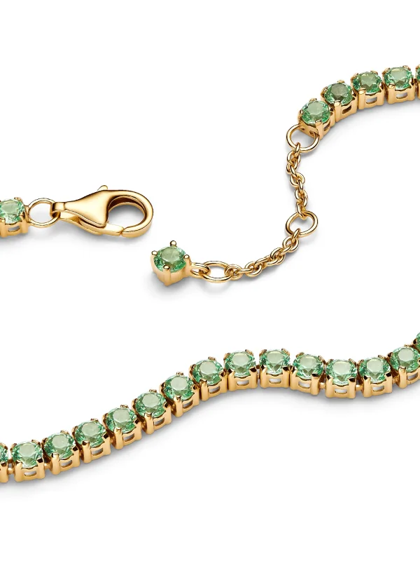 (image for) PANDORA Green Tennis Bracelet 561469C02 | Sparkling Green - View 4