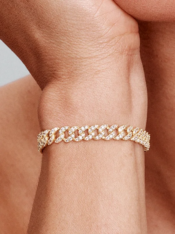 (image for) PANDORA Pave Cuban Bracelet 563008C01 | 14k Gold Plated - View 2