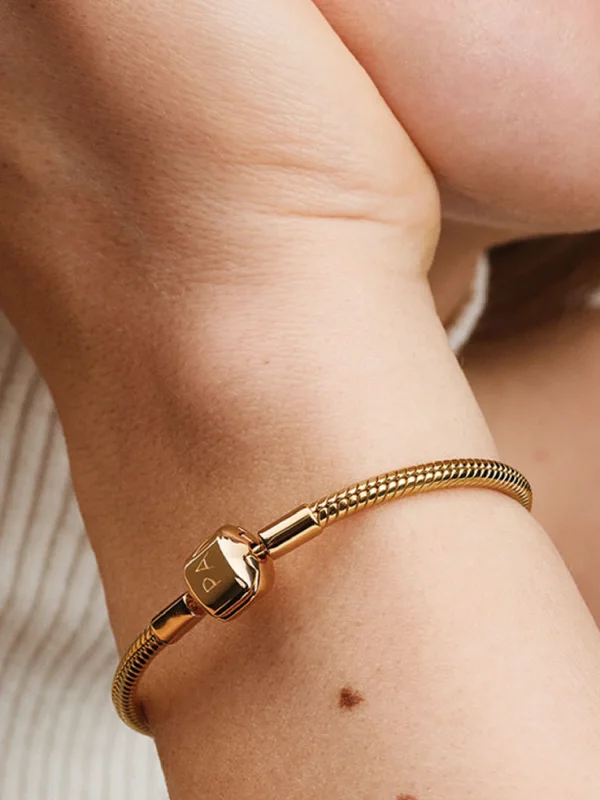 (image for) PANDORA Barrel Clasp Snake Chain Bracelet 563390C00 in 14k… - View 2