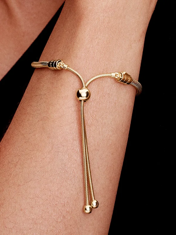 (image for) PANDORA Snake Chain Slider Bracelet 563580C01 | 14k Gold… - View 2